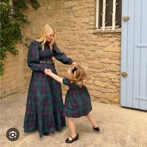 Hill House Viviana Plaid Nap Dress in Green, Navy and Red XS